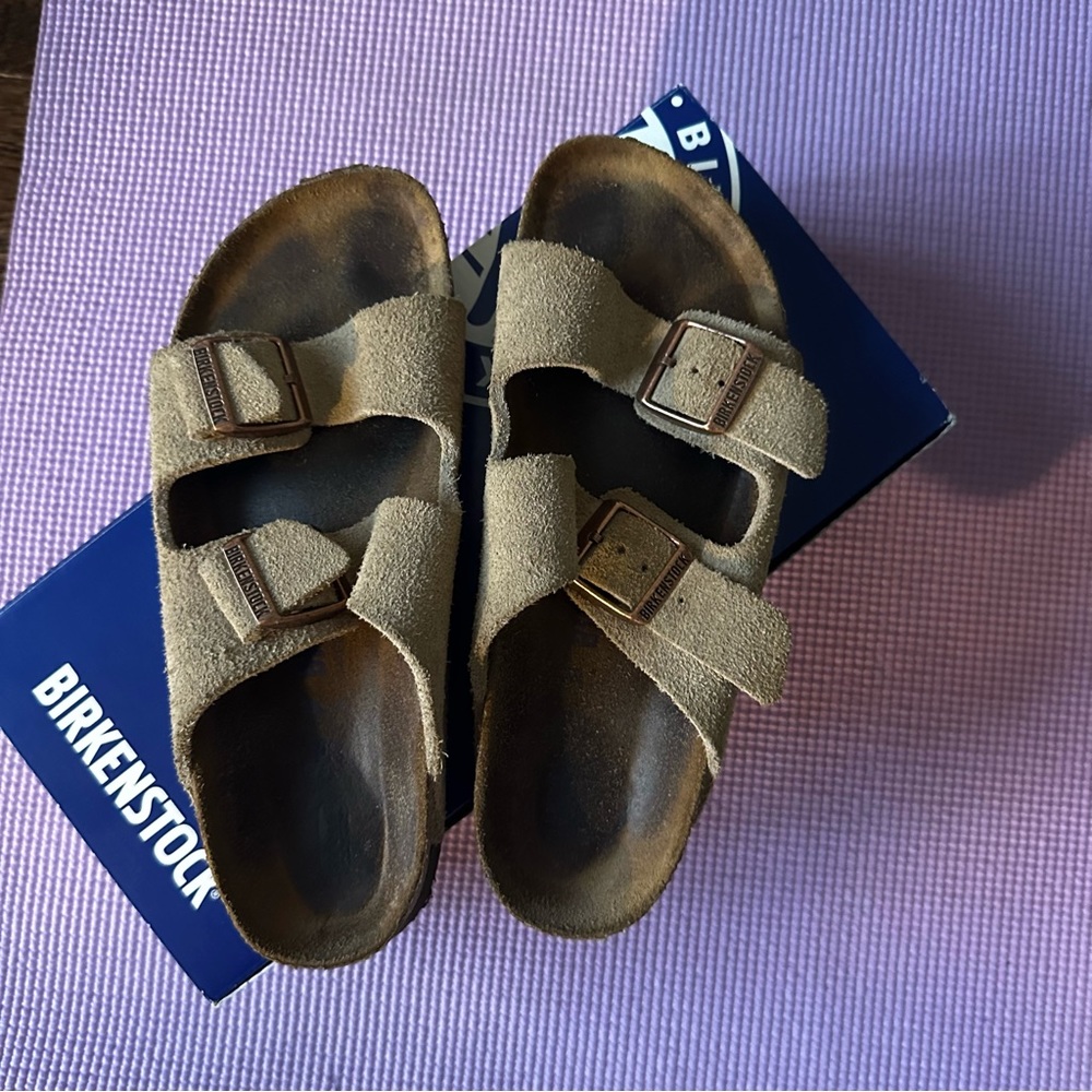 Suede Taupe Birkinstock Arizona Size 36 Narrow Fit - Good Used Condition